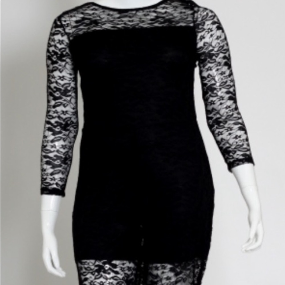 Plus Black Lace Jumpsuit